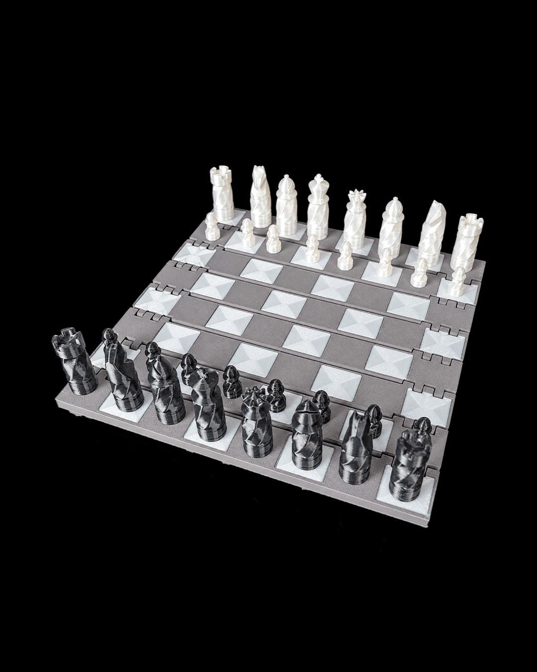 Checkmate Keep castle chess set folded into a castle tower