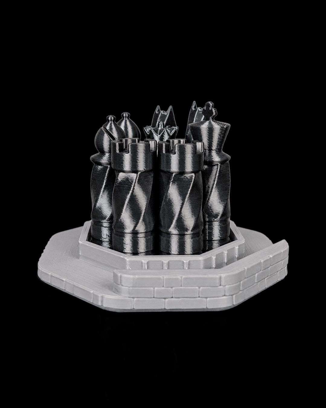 Detail of Checkmate Keep 3D printed castle tower chess set