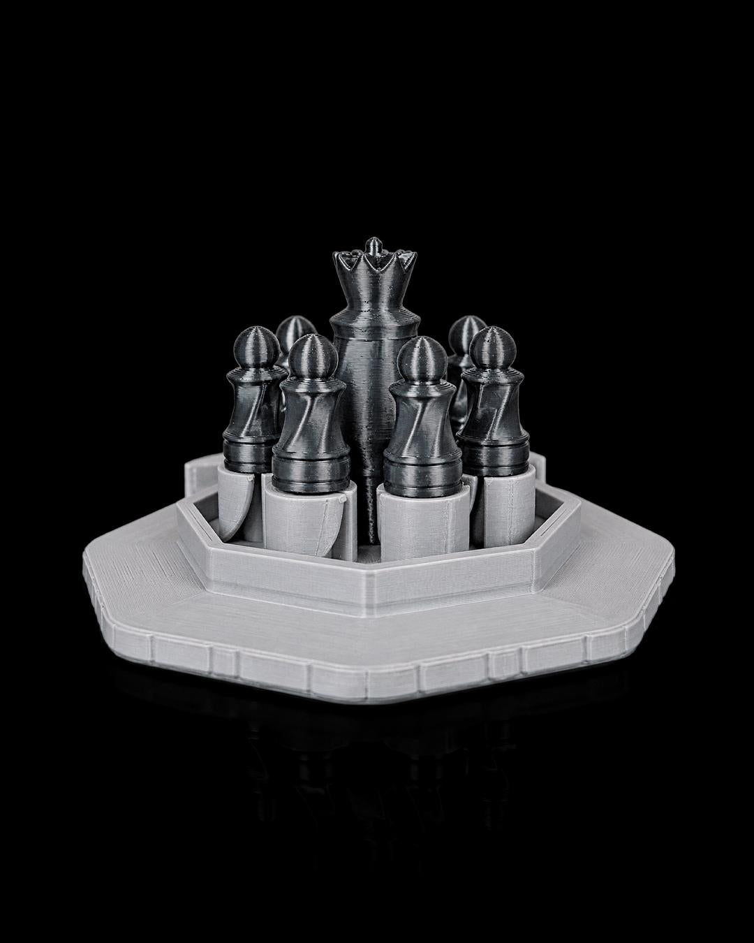 Checkmate Keep portable travel chess set with pieces stored inside