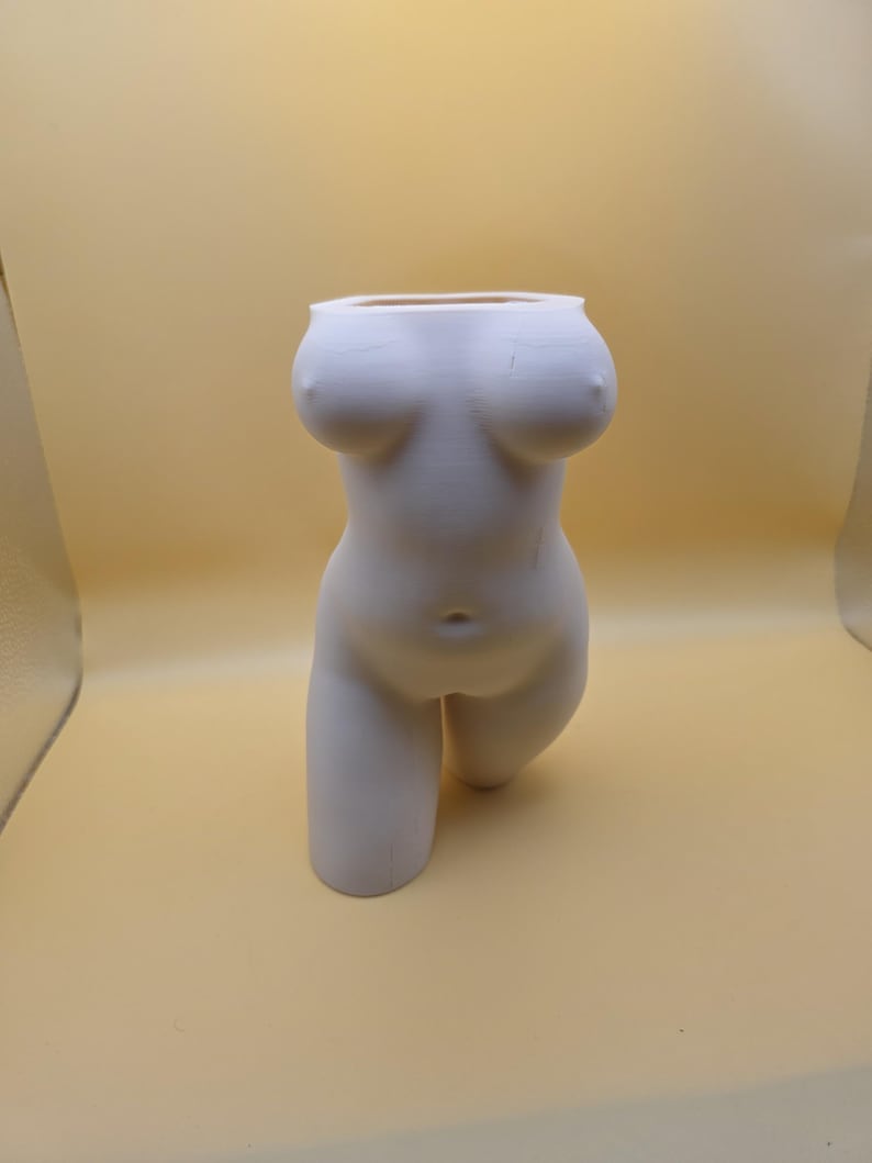 White Confident Curves body planter, front view