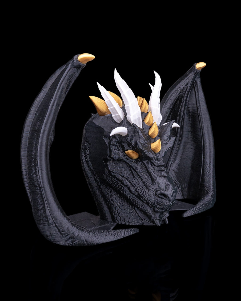 Dragonbound dragon bookends angled front view dark finish