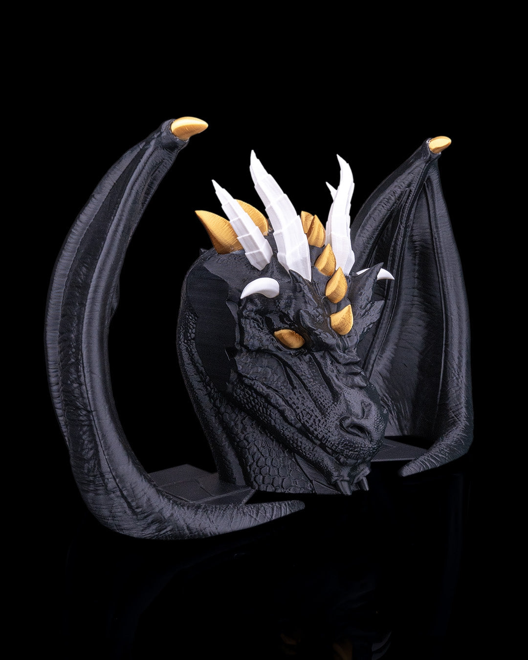 Dragonbound dragon bookends angled front view dark finish