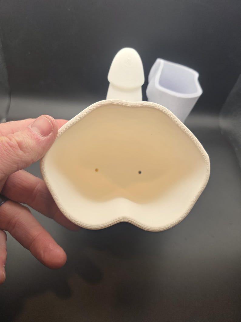 Inside of a white Good Morning Wood planter held in hand