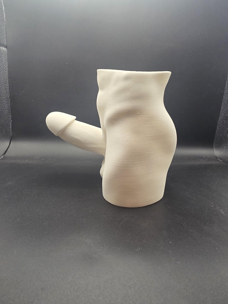 White Good Morning Wood planter, opposite side view