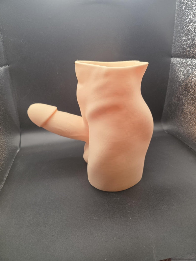 Peach Good Morning Wood planter, opposite side view