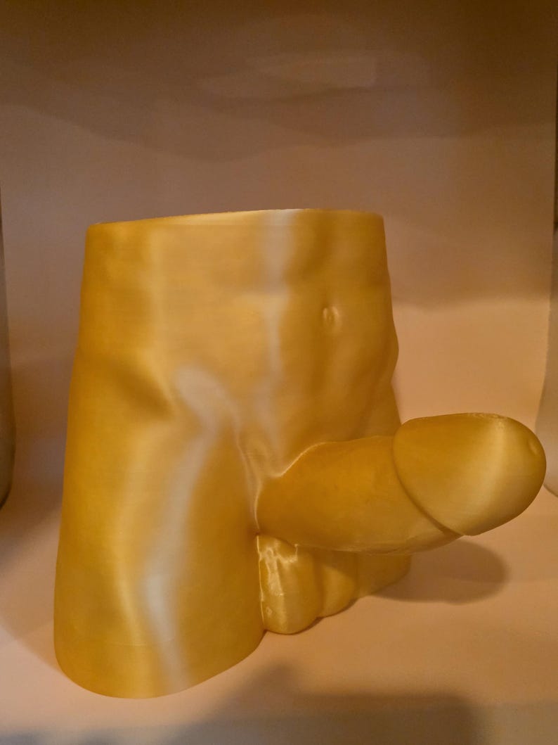 Gold Good Morning Wood planter, angled view