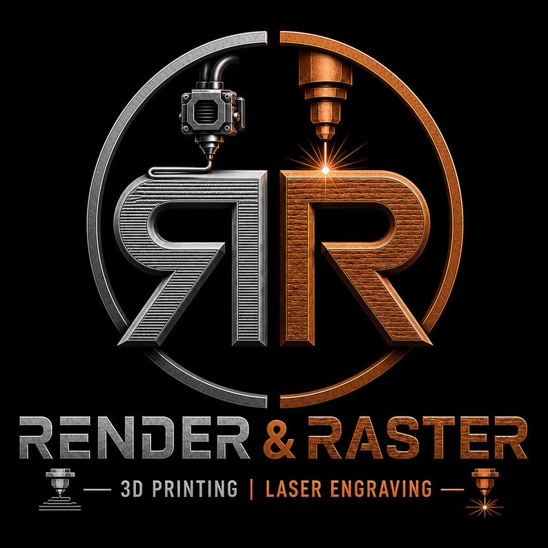 Render & Raster 3D printing and laser engraving logo