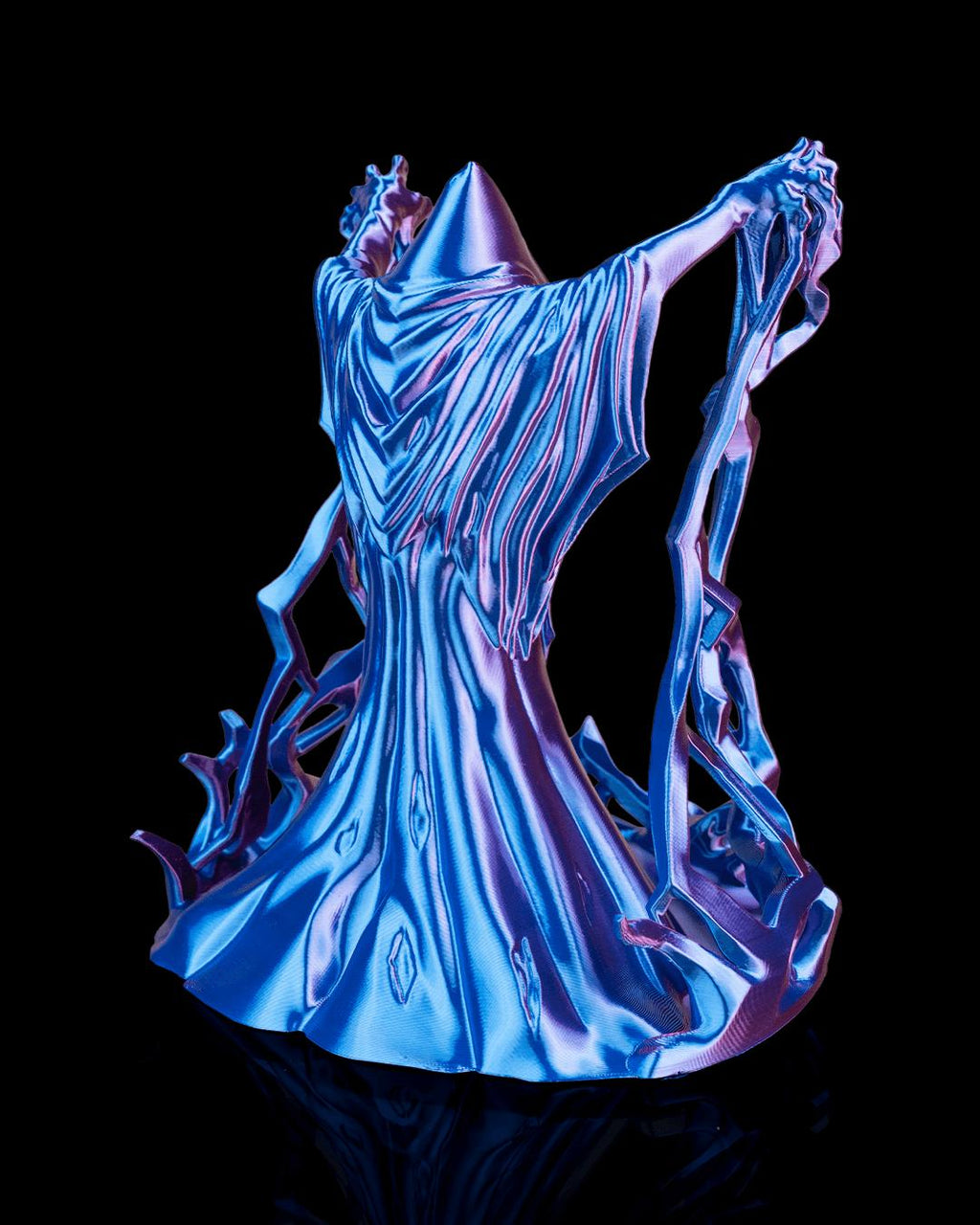 Behold the Wizard dice tower in blue, back view