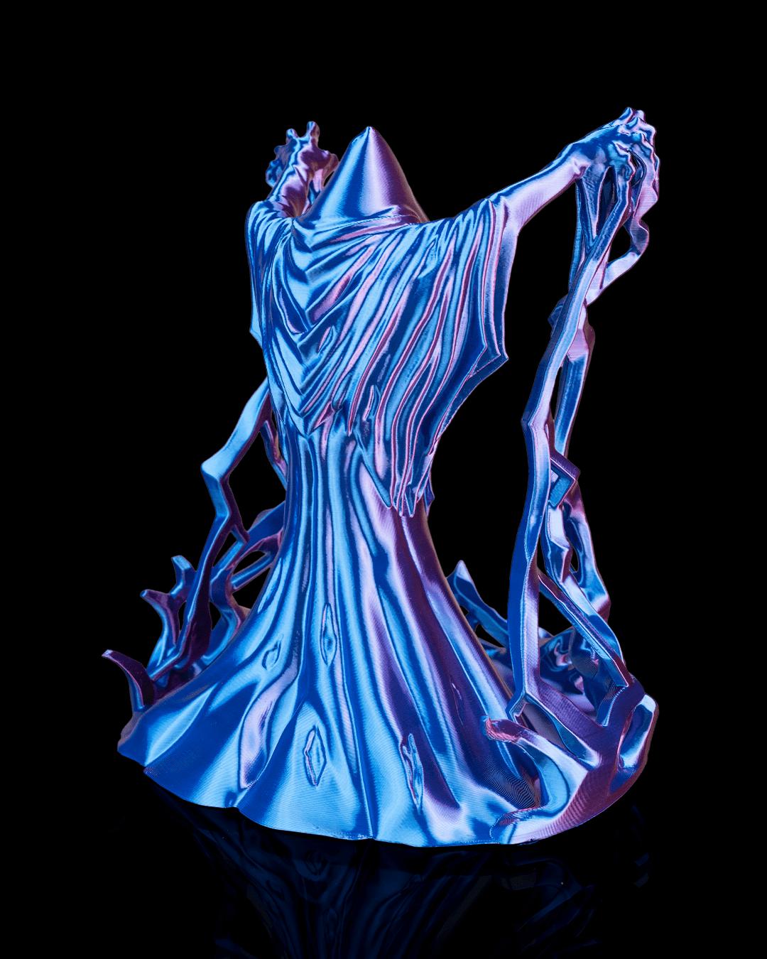 Behold the Wizard dice tower in blue, back view
