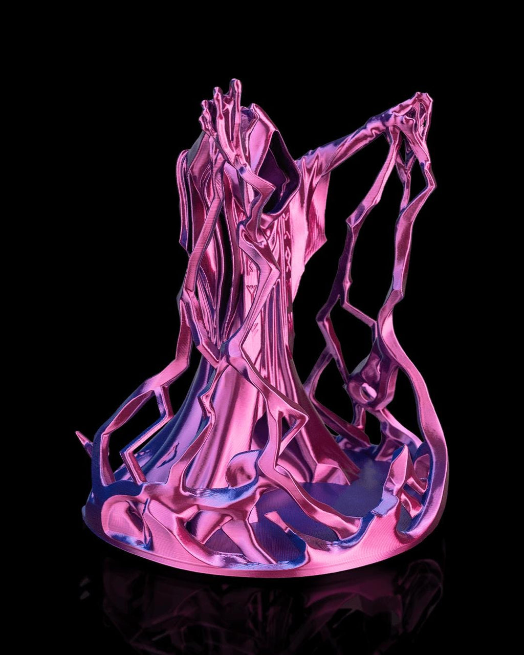 Behold the Wizard dice tower in pink, angled view