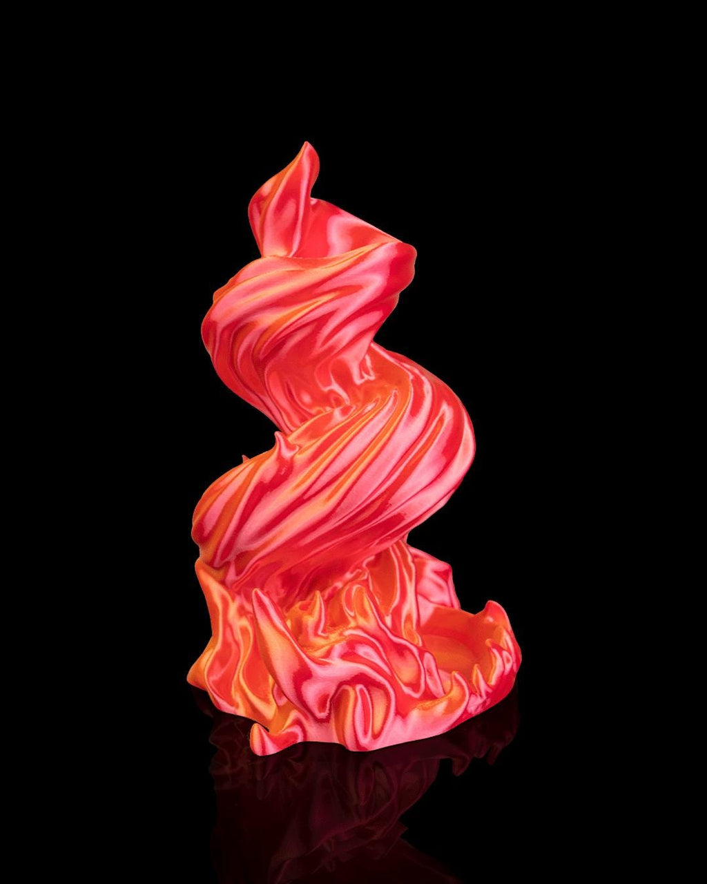 Burning Roll flame dice tower in red, side view