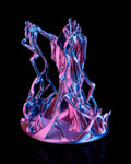 Behold the Wizard dice tower in pink and blue, front view