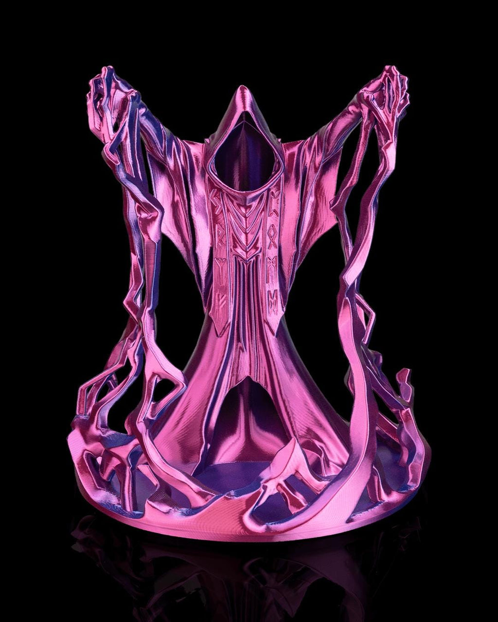 Behold the Wizard dice tower in pink, front view