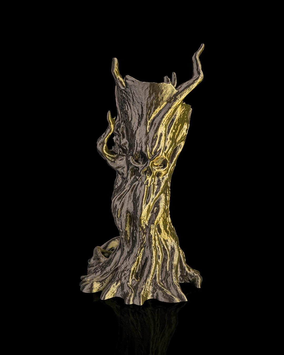 The Dreadwood dice tower in bronze, side view