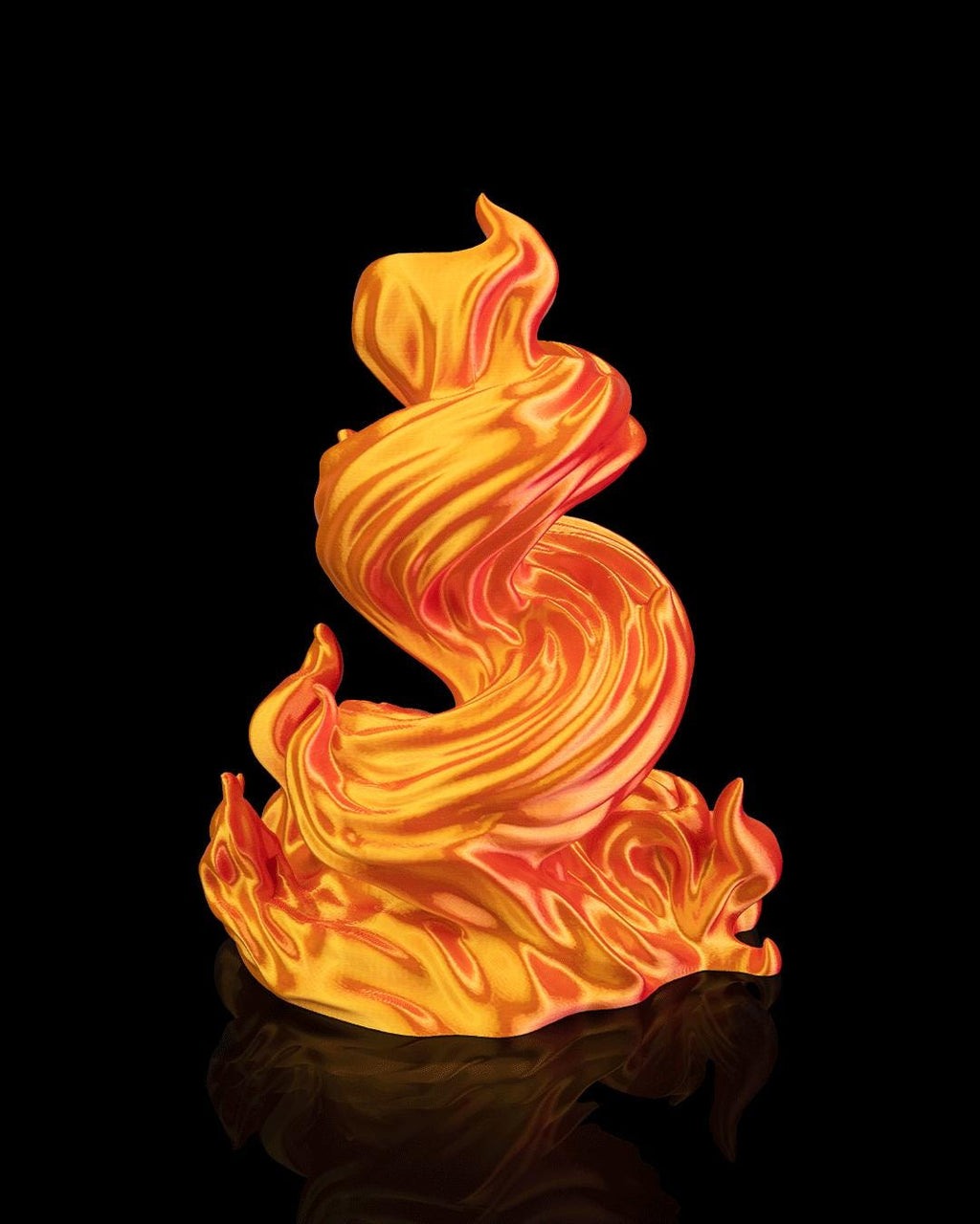 Burning Roll flame dice tower in gold, back view