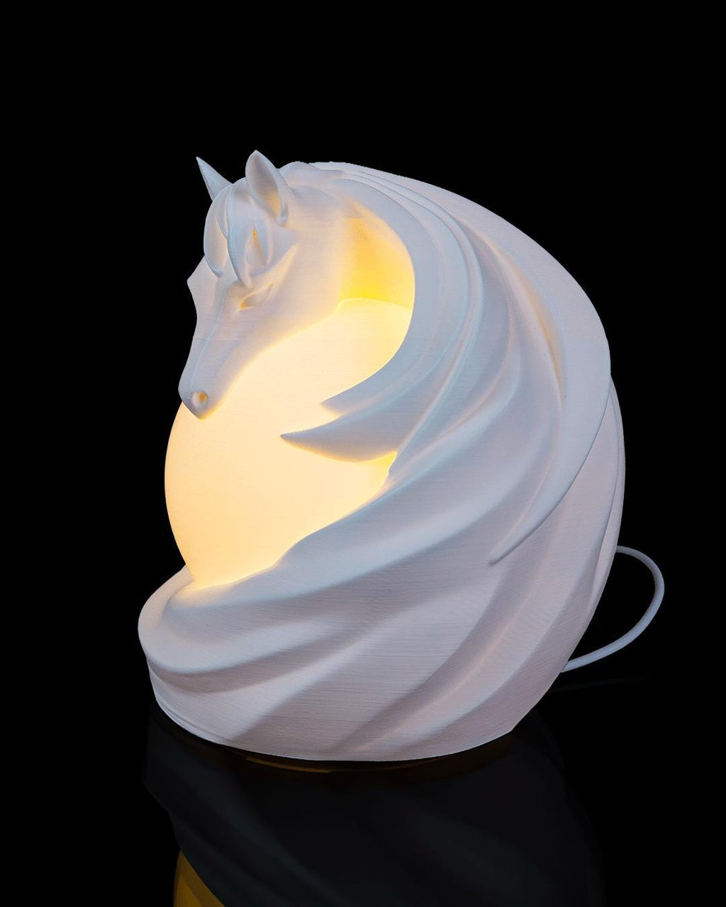 Stallion sphere lamp lit, side view with power cord