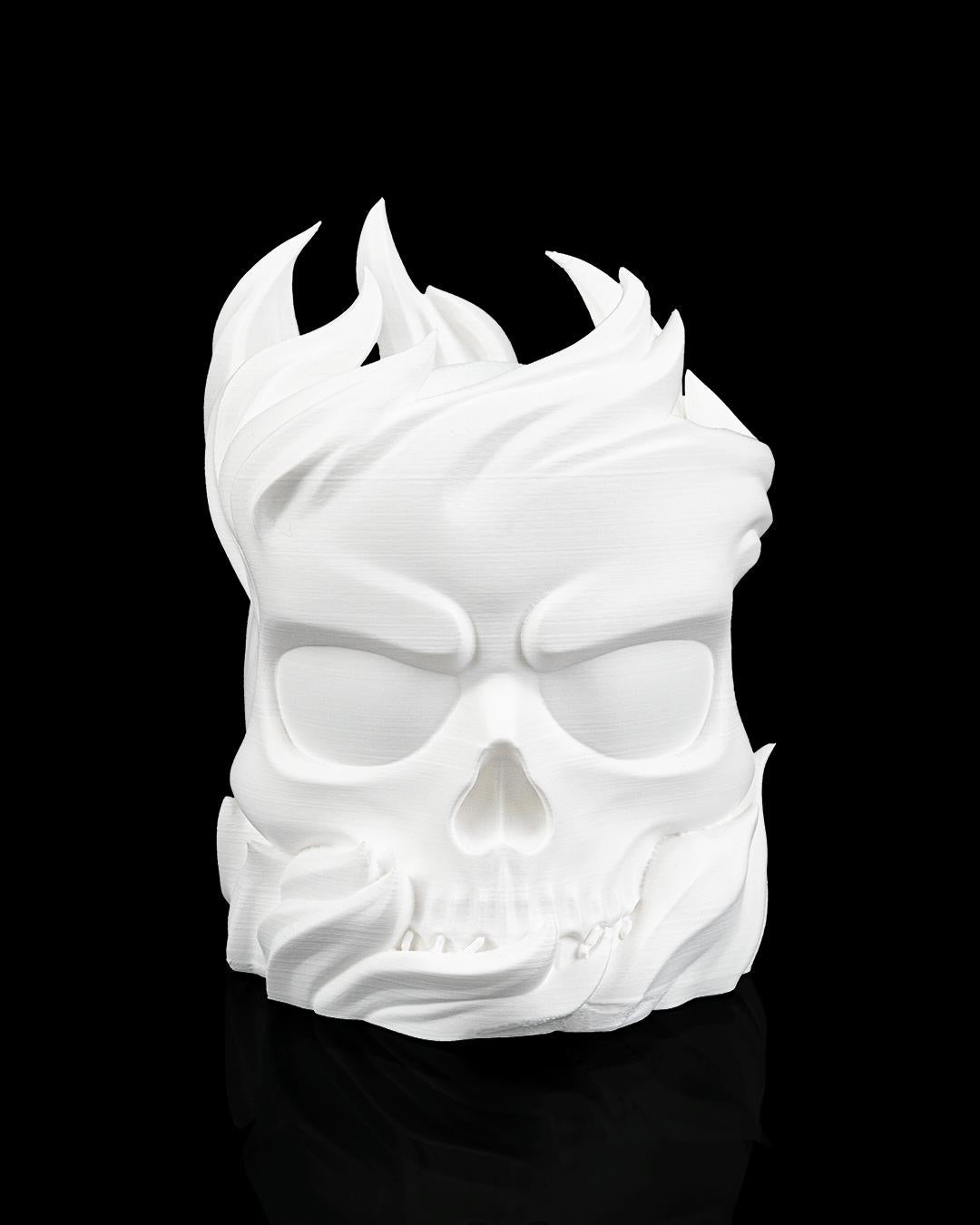 Skull sphere lamp unlit in white, front view