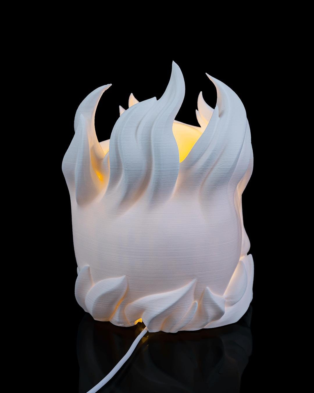 Skull sphere lamp lit, back view