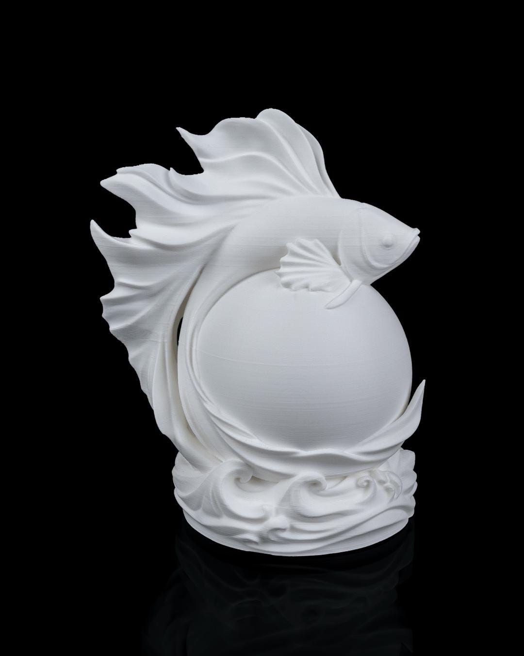 Betta fish sphere lamp unlit in white