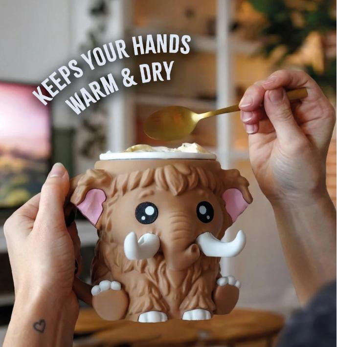 Hands holding the brown Mammuel pint holder with ice cream