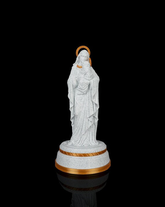 Illuminated Madonna and Child prayer decor