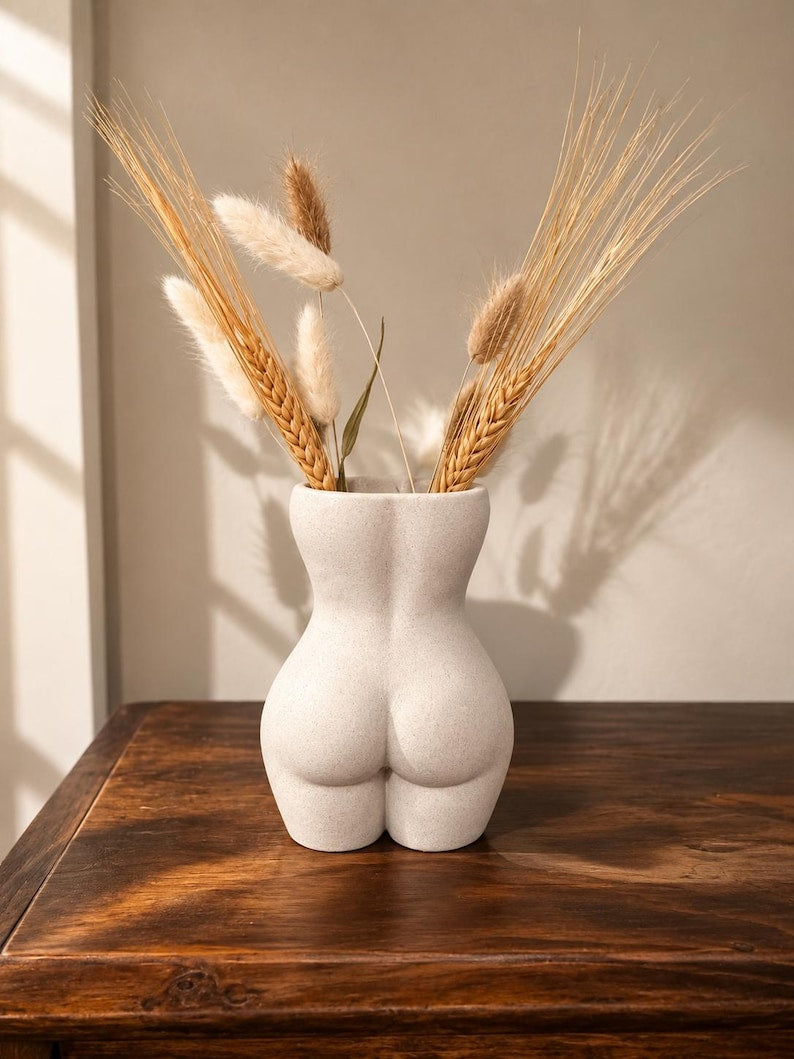 Beauty sculptural female-form vase rear view