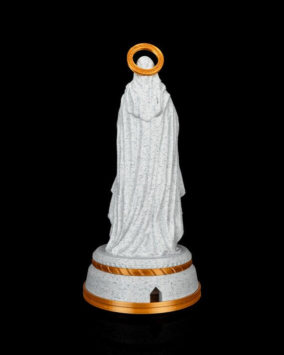 Virgin Mary statue in marble and gold finish