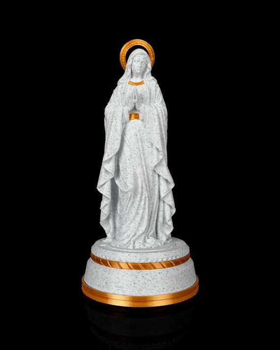 Lighted Marian prayer decor