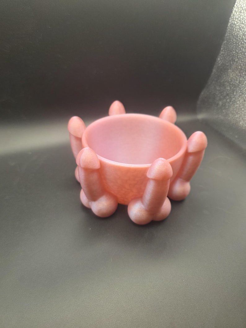 Pink penis bowl planter alternate angle