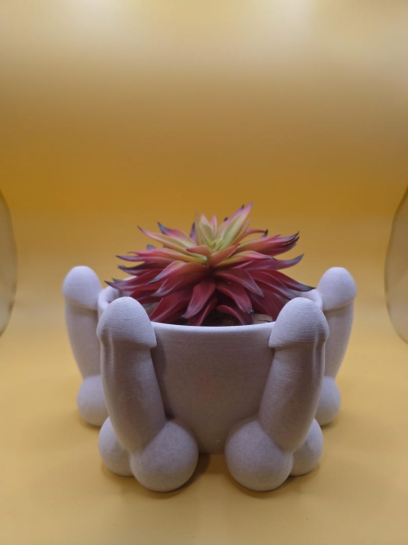 White penis bowl planter front angle