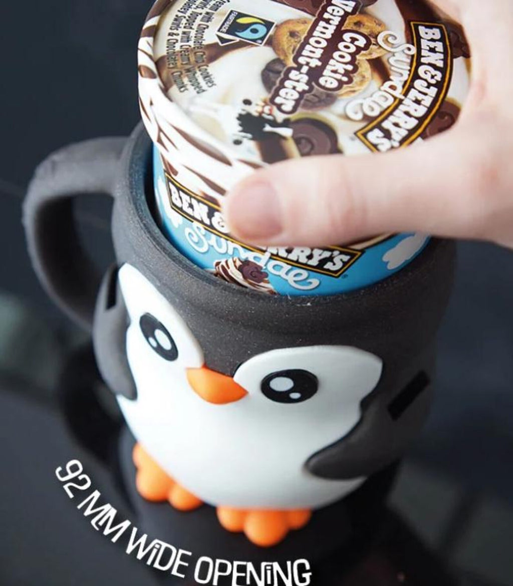 Pebbles the Penguin holder showing its 92 mm wide opening