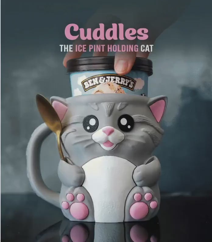 Cuddles the Cat Ice Cream Holder – product video