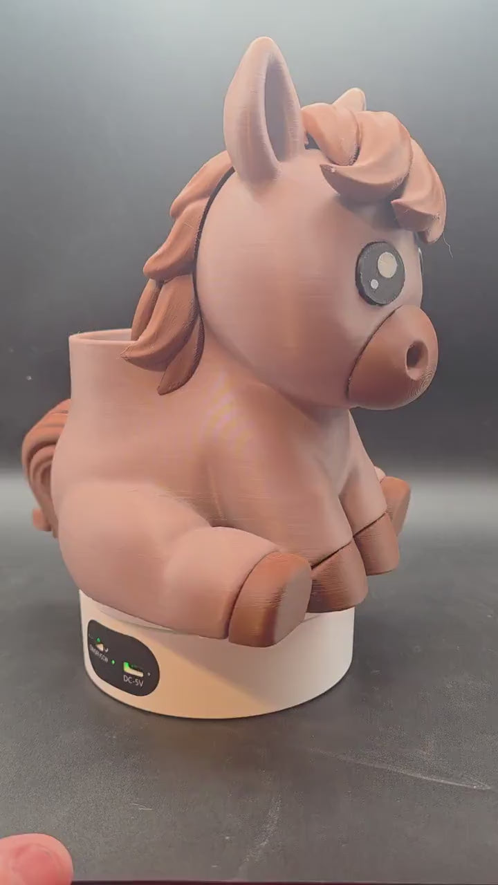Brown Rylee the Horse desk buddy rotating on a turntable – product video