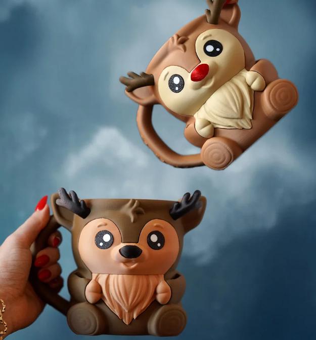 Two Rudy the Reindeer holders, one lifted to show the handle