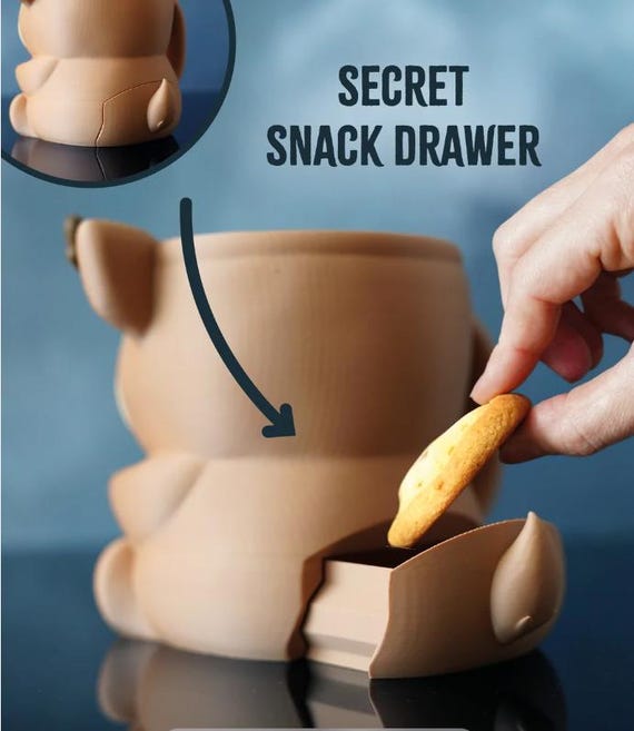Back of Rudy the Reindeer holder with the secret snack drawer open