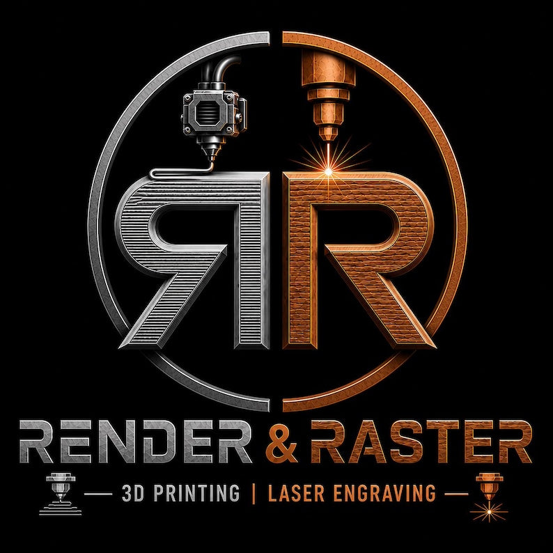 Render & Raster 3D printing and laser engraving logo