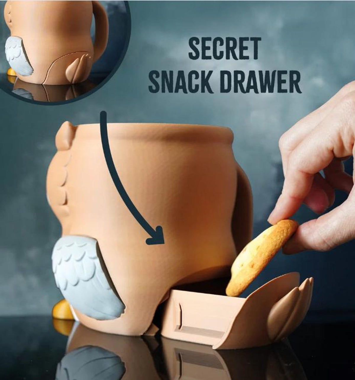 Back view of the brown owl ice cream pint holder