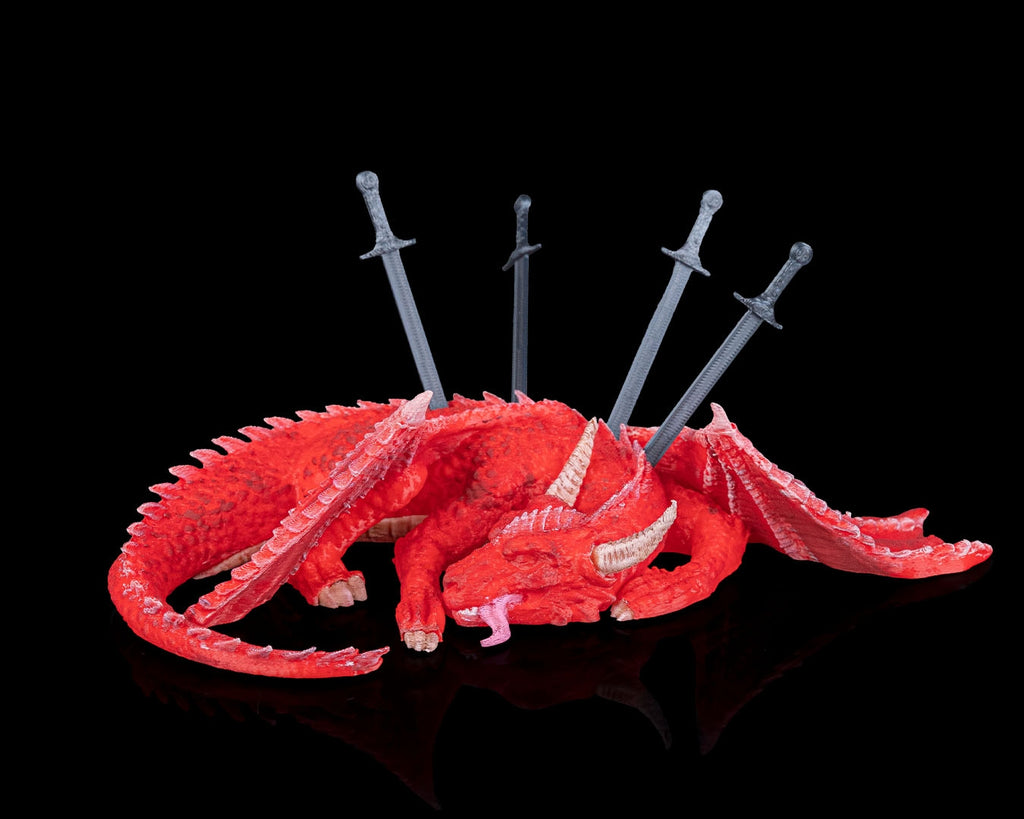 Dragon sword bookmark holder front angle with four swords