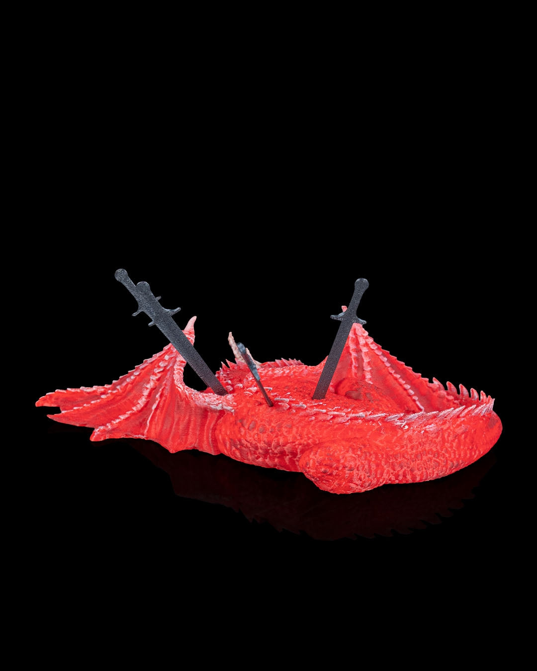 Dragon sword bookmark holder back view showing four removable swords