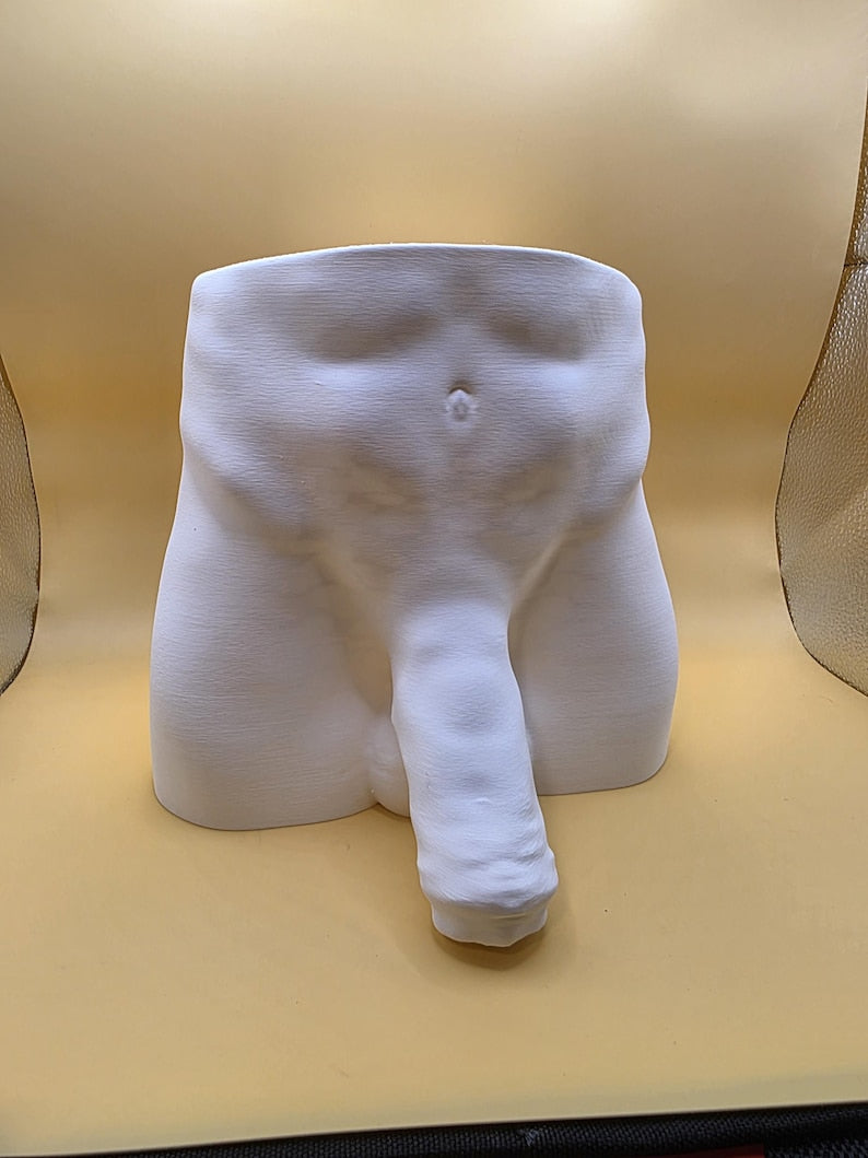 White Uncircumcised Monster Dong planter, front view